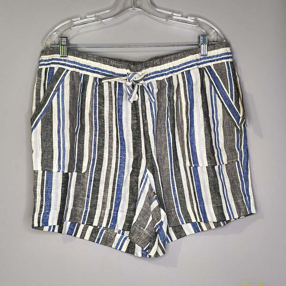 Marissa Olivia Womens beachy Shorts XL Striped Linen Rayon Drawstring Pockets